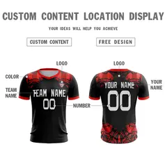 Black Red White Athletic Sport Soccer Jersey 2