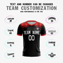 Black Red White Athletic Sport Soccer Jersey 3