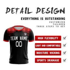 Black Red White Athletic Sport Soccer Jersey 4