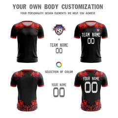 Black Red White Athletic Sport Soccer Jersey 5