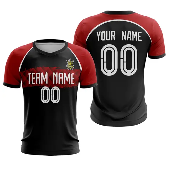 Black Red-White Athletic Sport Soccer Jersey