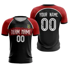 Black Red-White Athletic Sport Soccer Jersey 1