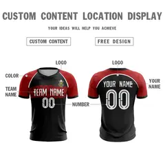 Black Red-White Athletic Sport Soccer Jersey 2