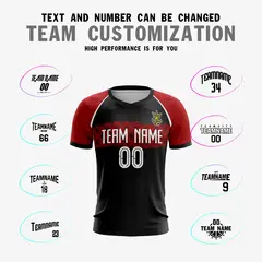 Black Red-White Athletic Sport Soccer Jersey 3