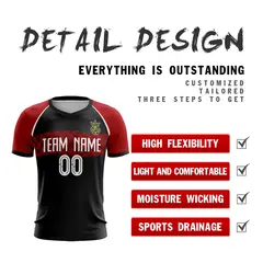 Black Red-White Athletic Sport Soccer Jersey 4