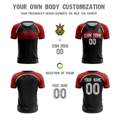Black Red-White Athletic Sport Soccer Jersey 5