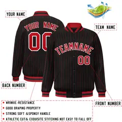 Black Red-White Casual Stripe Fashion Varsity Jacket 2