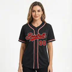 Black Red-White Classic Authentic Baseball Jersey For Women