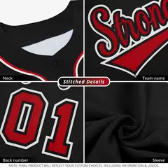 Black Red-White Classic Authentic Baseball Jersey For Women 3