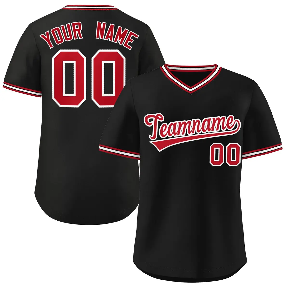 Black Red-White Classic Authentic Pullover Baseball Jersey