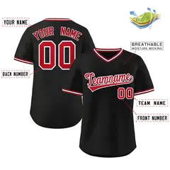 Black Red-White Classic Authentic Pullover Baseball Jersey 2