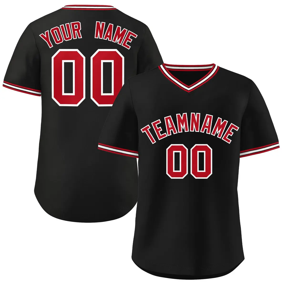 Black Red-White Classic Authentic Pullover Baseball Jersey