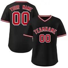 Black Red-White Classic Authentic Pullover Baseball Jersey 1