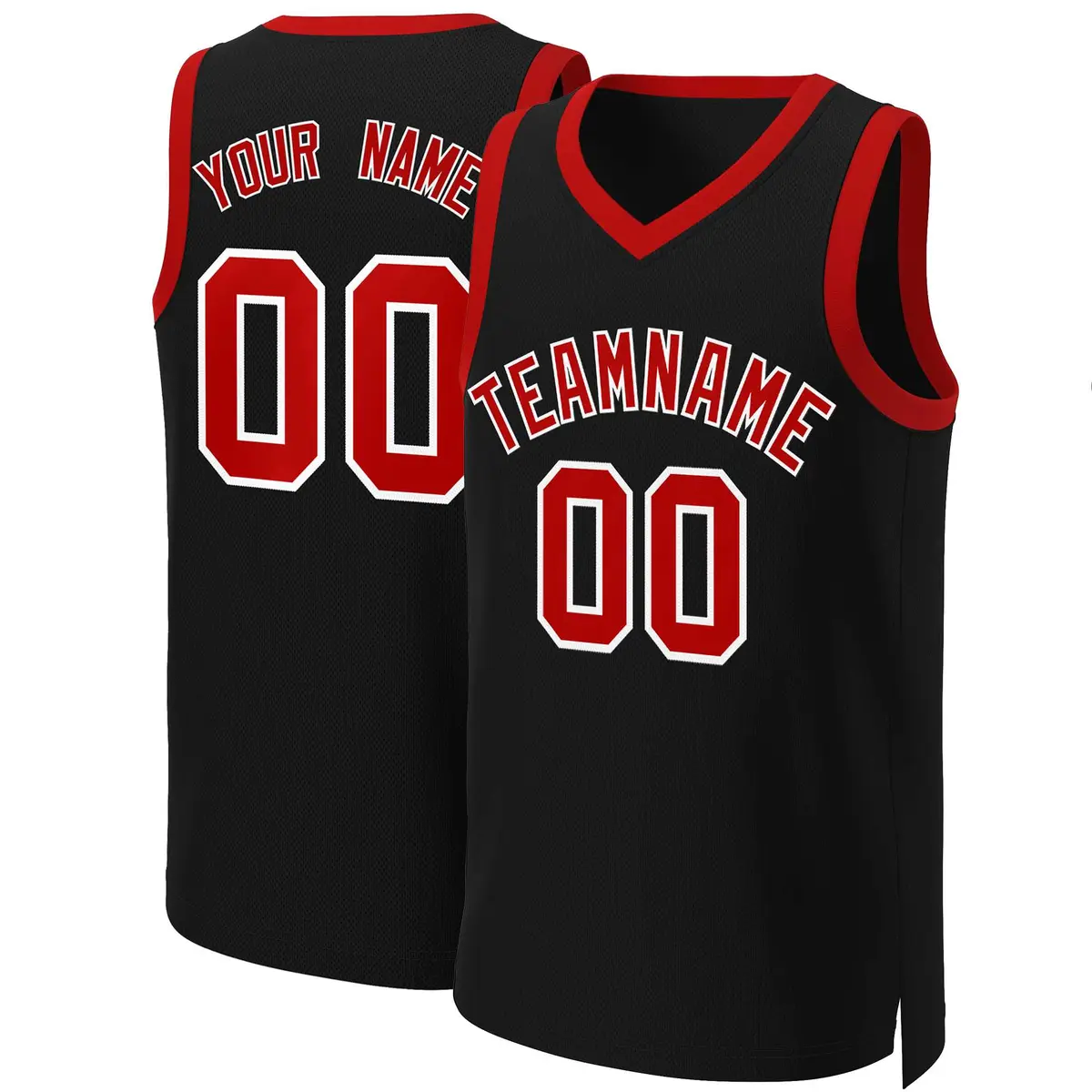 Black Red-White Classic Basketball Jersey