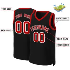 Black Red-White Classic Basketball Jersey 2