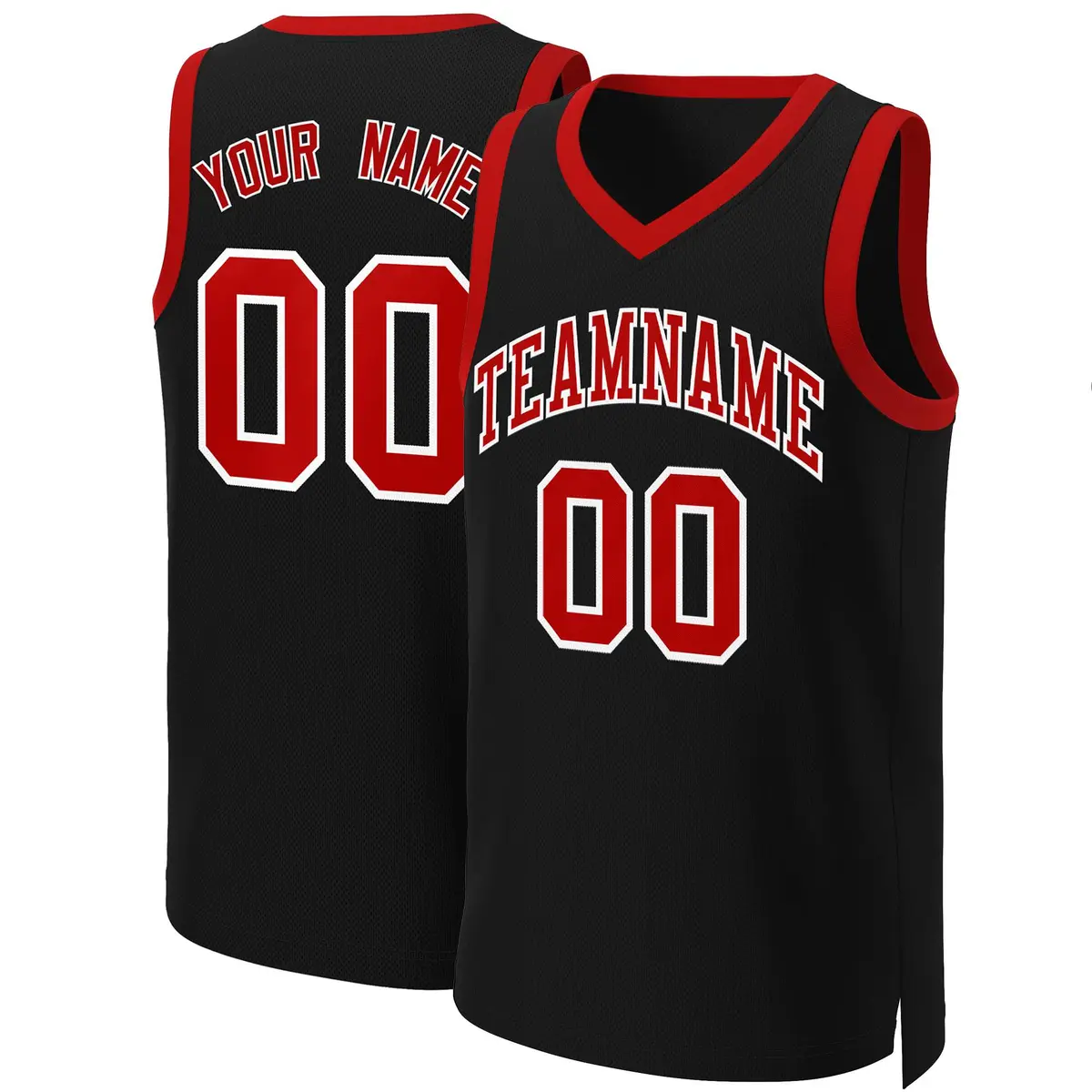 Black Red-White Classic Basketball Jersey