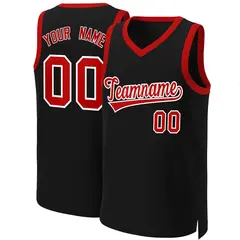 Black Red-White Classic Basketball Jersey 1