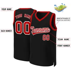 Black Red-White Classic Basketball Jersey 2