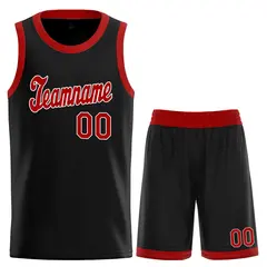 Black Red-White Classic Basketball Uniform Jersey