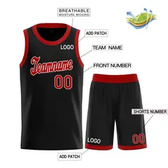 Black Red-White Classic Basketball Uniform Jersey 3