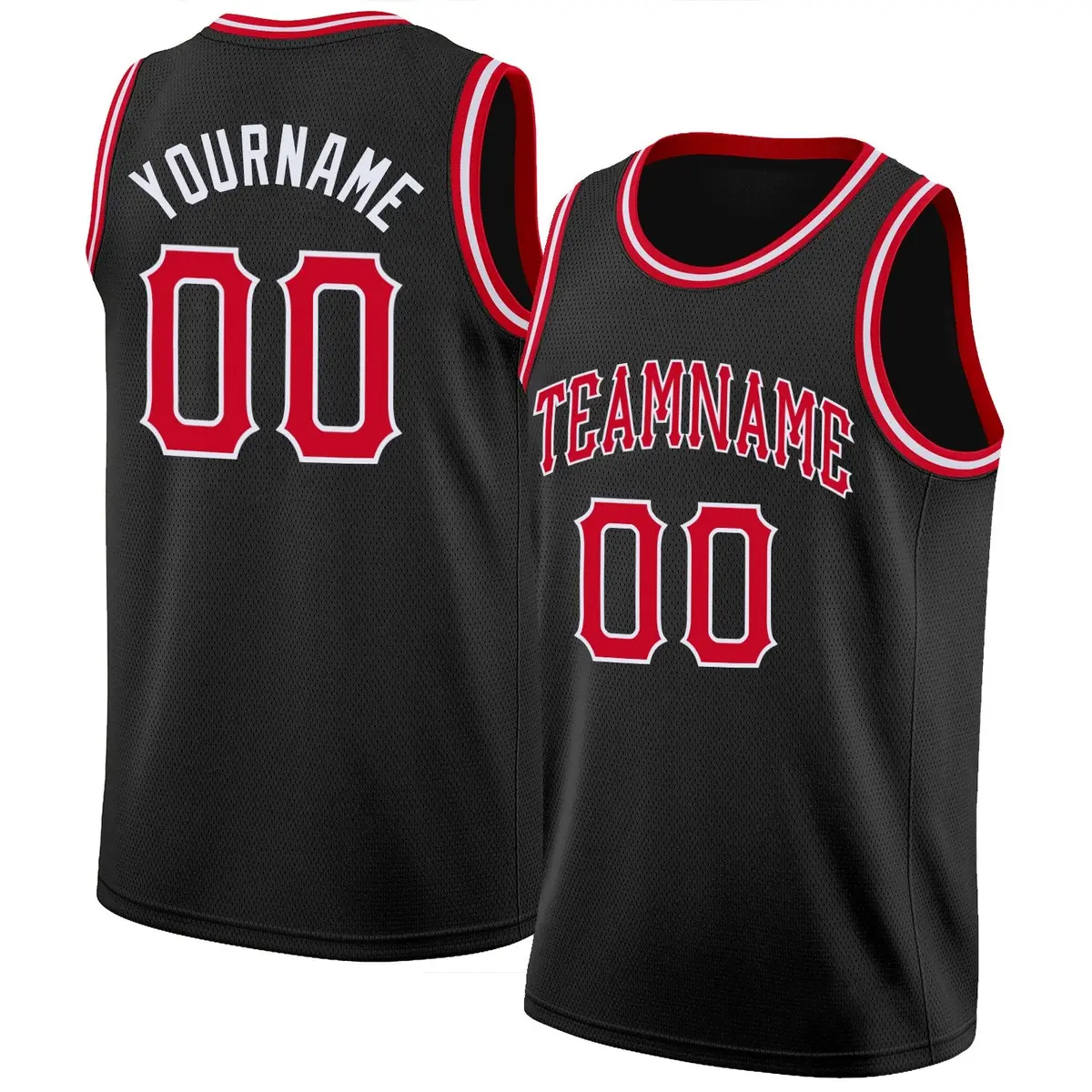 Black Red-White Classic Breathable Basketball Jersey