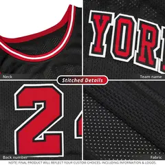 Black Red-White Classic Breathable Basketball Jersey 2