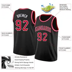 Black Red-White Classic Breathable Basketball Jersey 3