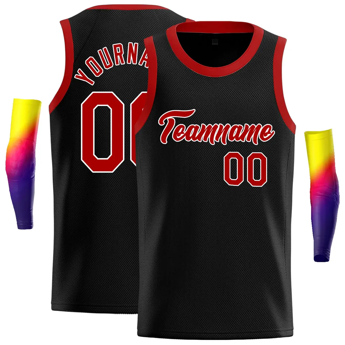 Black Red-White Classic Casual Basketball Jersey