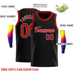 Black Red-White Classic Casual Basketball Jersey 2