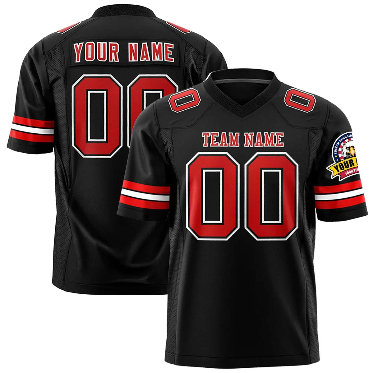 Black Red-White Classic Football Jersey