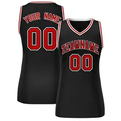 Black Red-White Classic Mesh Basketball Jersey for Women