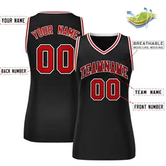 Black Red-White Classic Mesh Basketball Jersey for Women 2