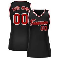 Black Red-White Classic Mesh Basketball Jersey for Women