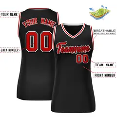 Black Red-White Classic Mesh Basketball Jersey for Women 2