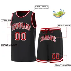 Black Red-White Classic Sets Basketball Jersey 3