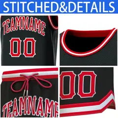 Black Red-White Classic Sets Basketball Jersey 7