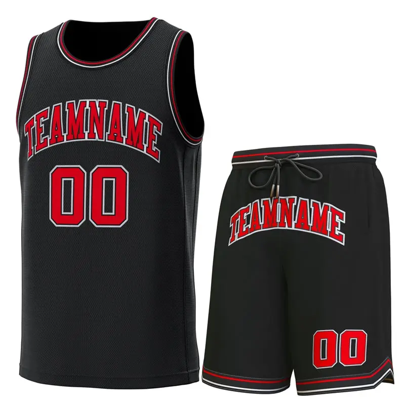Black Red-White Classic Sets Basketball Jersey