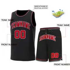 Black Red-White Classic Sets Basketball Jersey 2