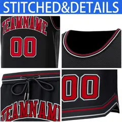 Black Red-White Classic Sets Basketball Jersey 6