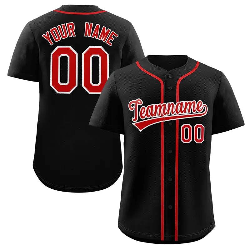 Black Red-White Classic Style Authentic Baseball Jersey