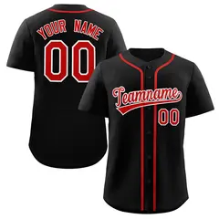 Black Red-White Classic Style Authentic Baseball Jersey 1