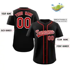 Black Red-White Classic Style Authentic Baseball Jersey 2