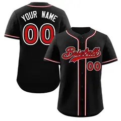 Black Red-White Classic Style Authentic Baseball Jersey