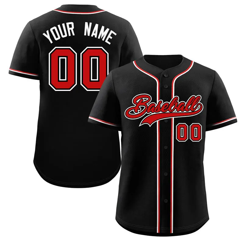 Black Red-White Classic Style Authentic Baseball Jersey