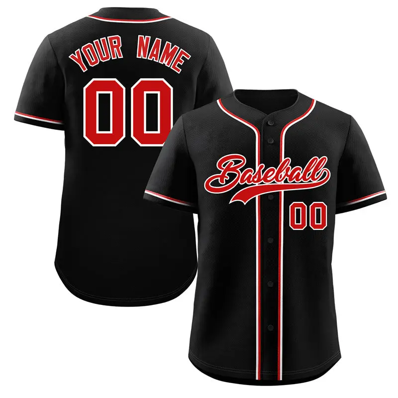 Black Red-White Classic Style Authentic Baseball Jersey