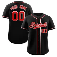Black Red-White Classic Style Authentic Baseball Jersey