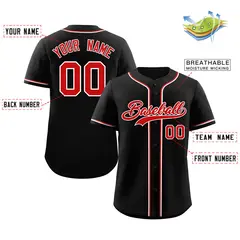 Black Red-White Classic Style Authentic Baseball Jersey 2