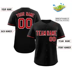 Black Red-White Classic Style Authentic Baseball Jersey 2