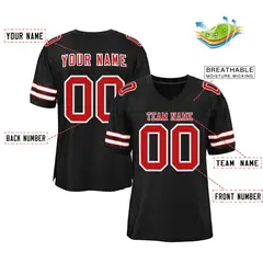 Black Red-White Classic Style Authentic Football Jersey 2
