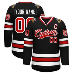 Black Red-White Classic Style Hockey Jersey